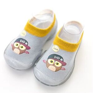 Cute Owl Baby Shoes with Yellow Trim